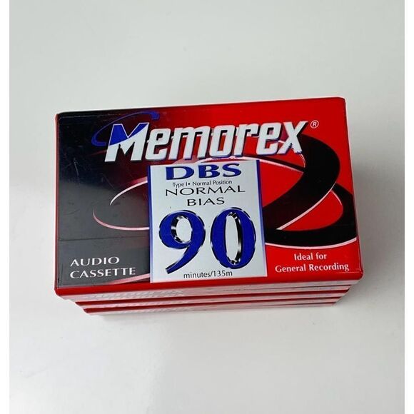 Vtg Memorex DBS Normal Bias 90 Min Blank Cassette Tapes 5 Pack Sealed NOS 1997 C - Picture 1 of 3